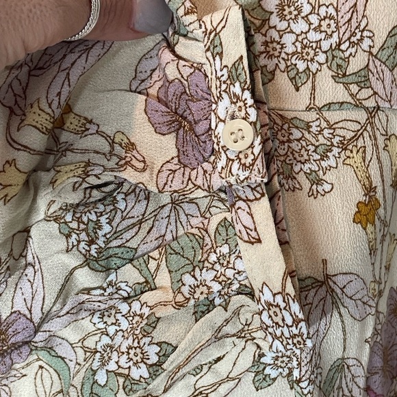 A.N.A. Cottagecore Prairie Woman’s 3/4 Sleeve Dress Cream Floral Large NWT - Picture 14 of 15